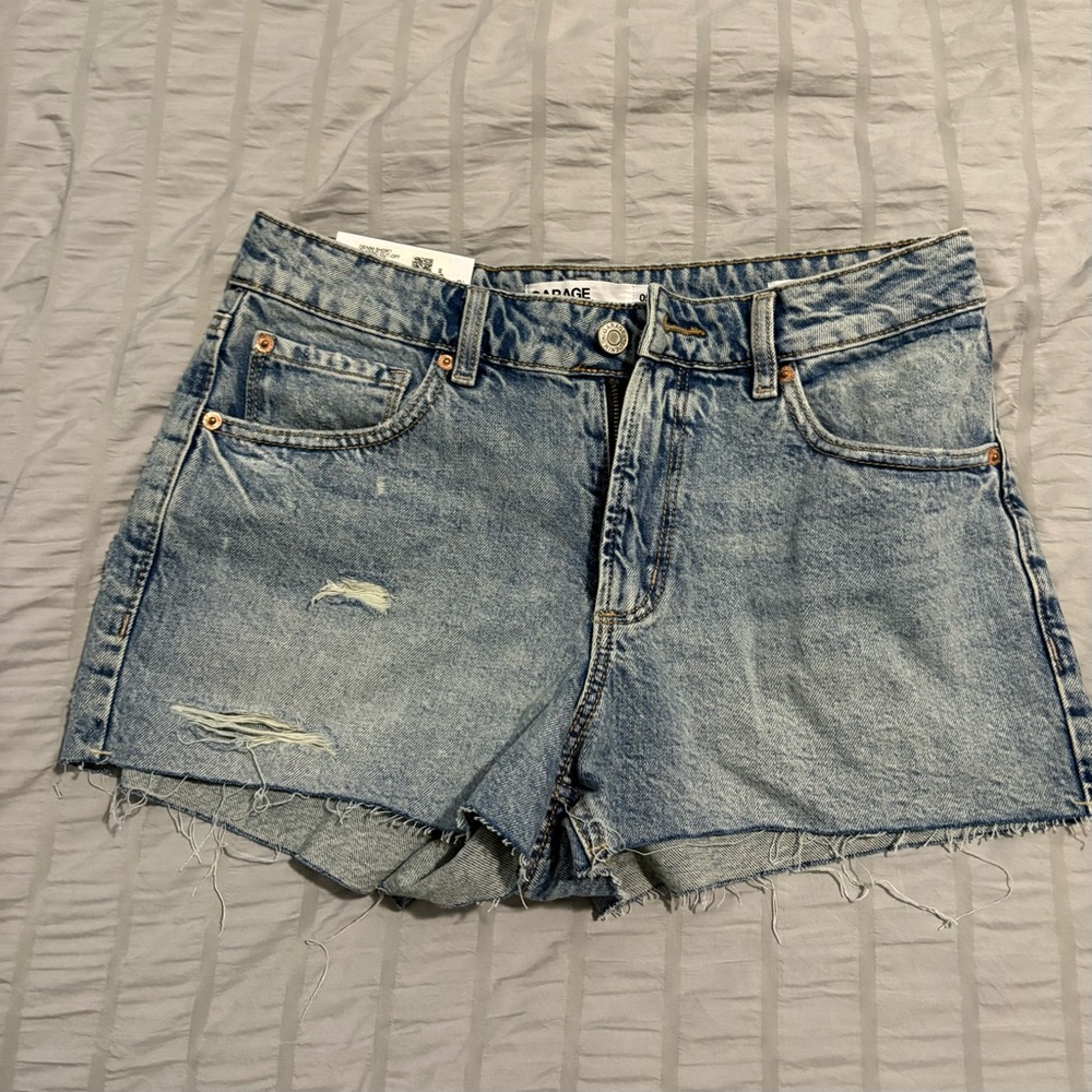Garage Light Blue Distressed Jean Shorts